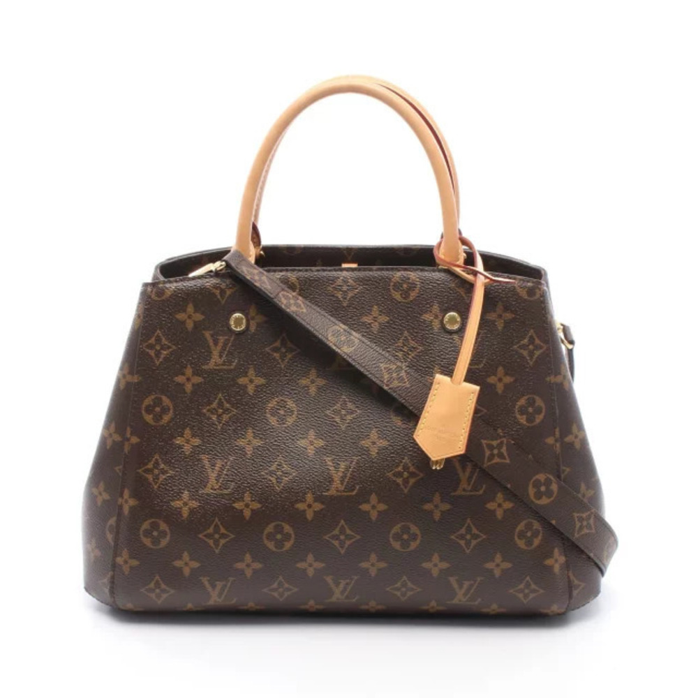 Louis Vuitton Montaigne Monogram Handbag Canvas Leather Brown